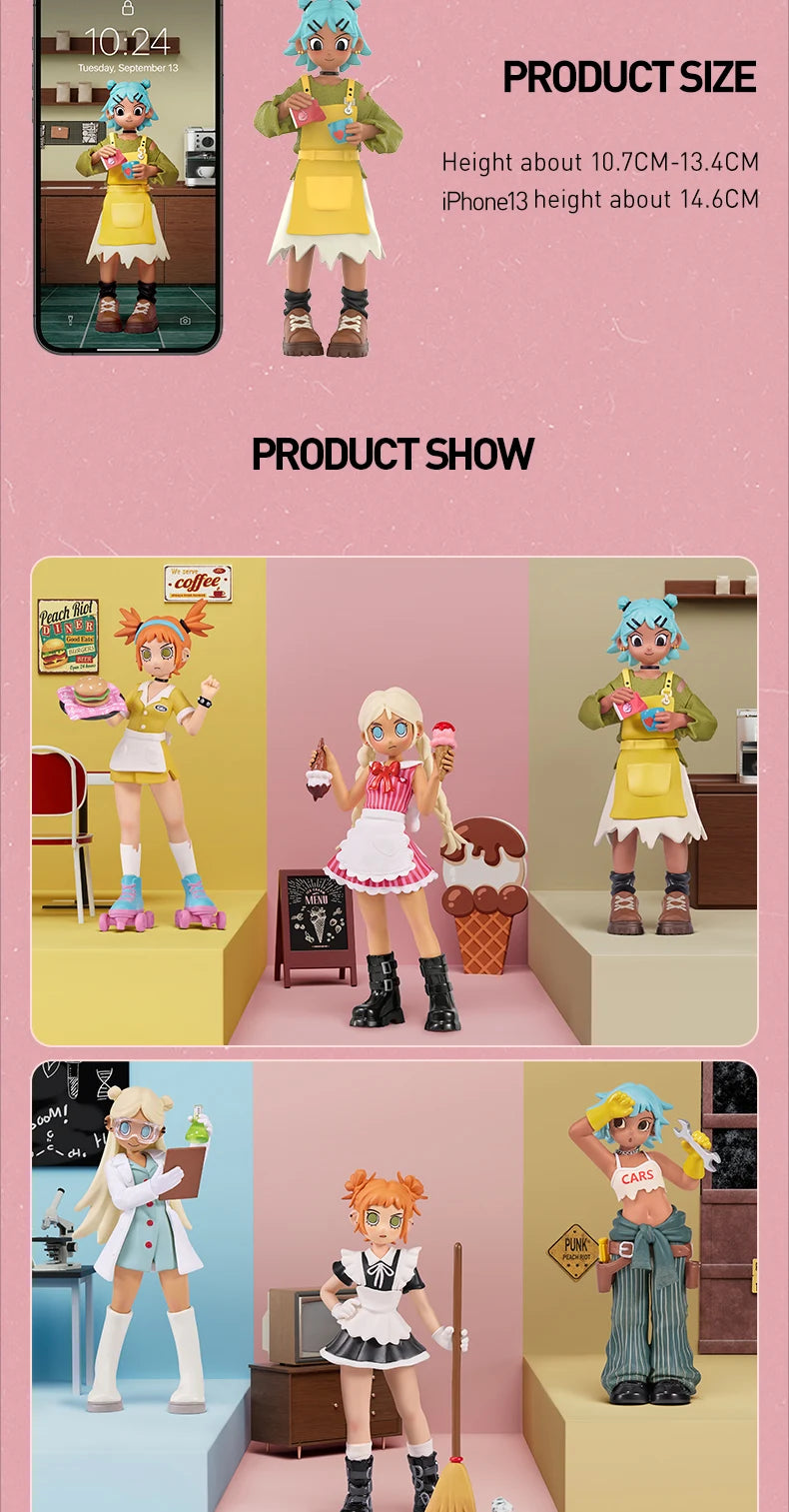 POP MART Peach Riot Rush Hour Series Figures Blind Box 1PC/12PCS Mystery Box