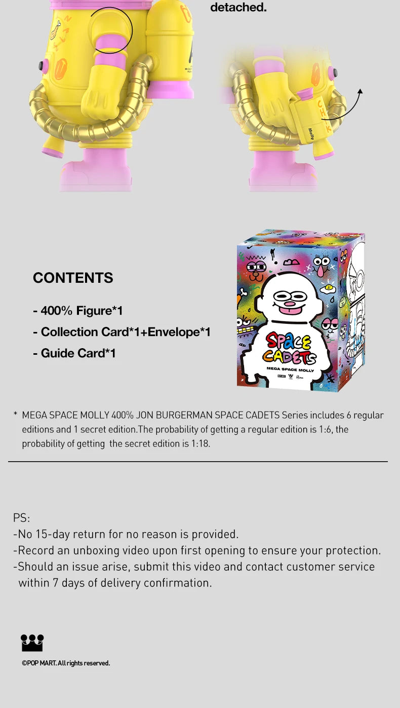 POP MART MEGA SPACE MOLLY 400% JON BURGERMAN SPACE CADETS Series Limited Edition 1PC/6PCS POPMART Blind Box Figure