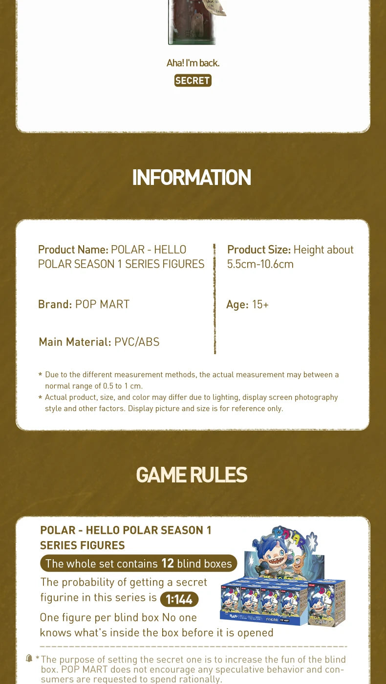 POP MART POLAR - HELLO POLAR Season 1 Series Figures Mystery Box 1PC/12PCS POPMART Blind Box Figure