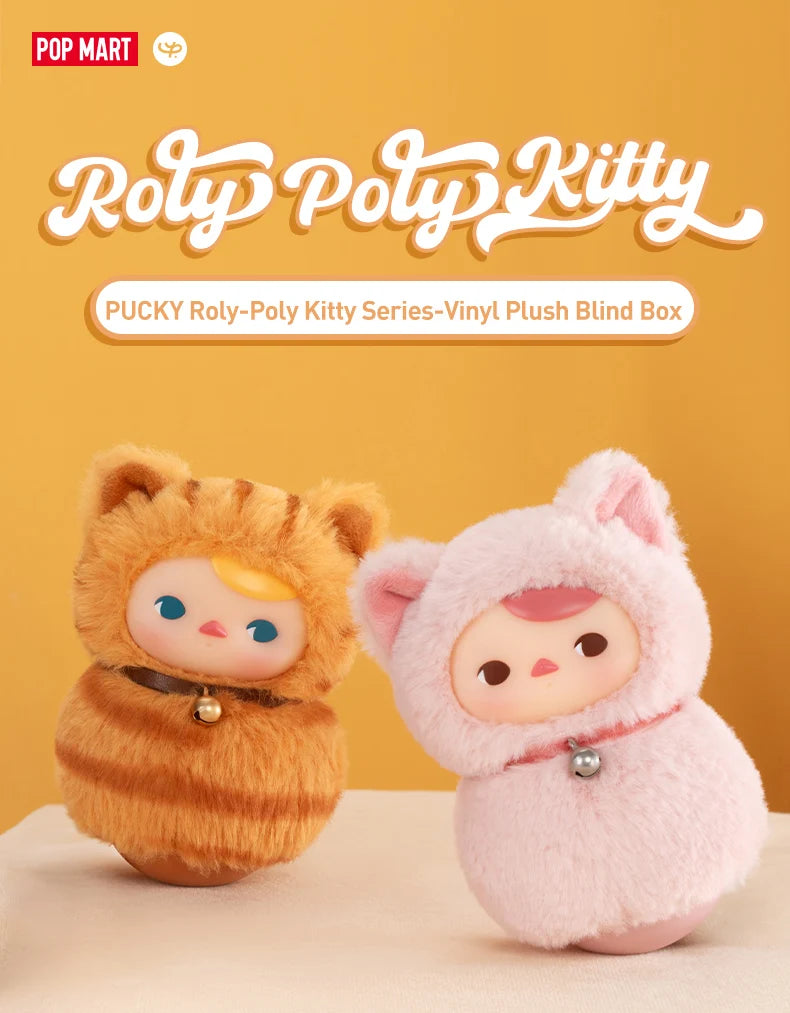 POP MART PUCKY Roly-Poly Kitty Series-Vinyl Plush Blind Box Mystery Box 1PC/6PCS POP MART Blind Box Cute Toy