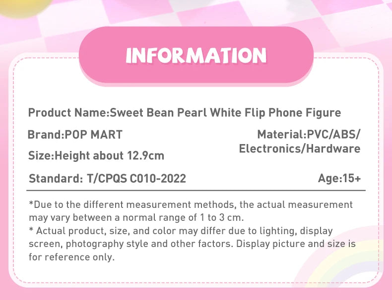POP MART Sweet Bean Pearl White Flip Phone 100% Figure Cute Toy Action Figurine