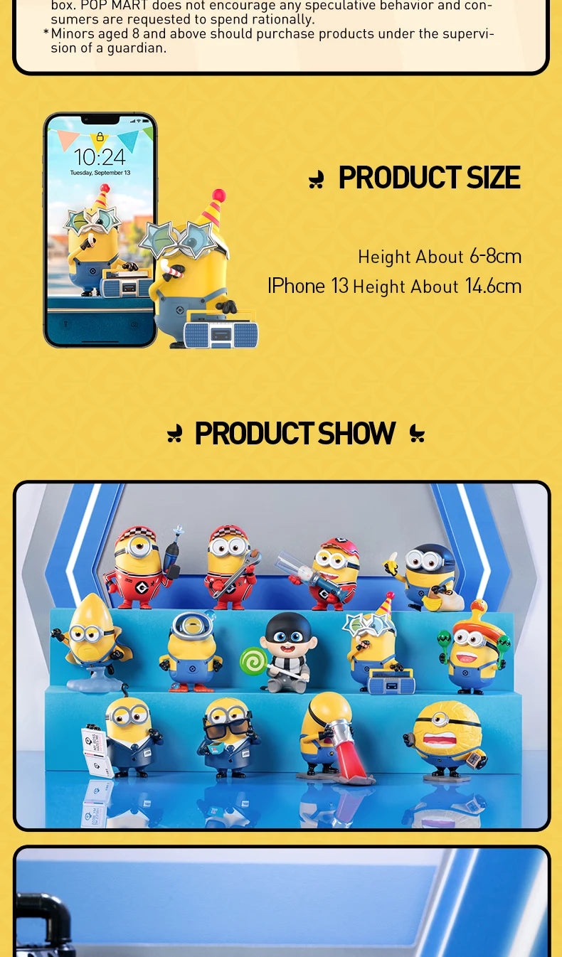 POP MART Universal Despicable Me 4 Series Mystery Box 1PC/12PCS POPMART Minions Blind Box Action Figure Cute Toy Birthday Gift