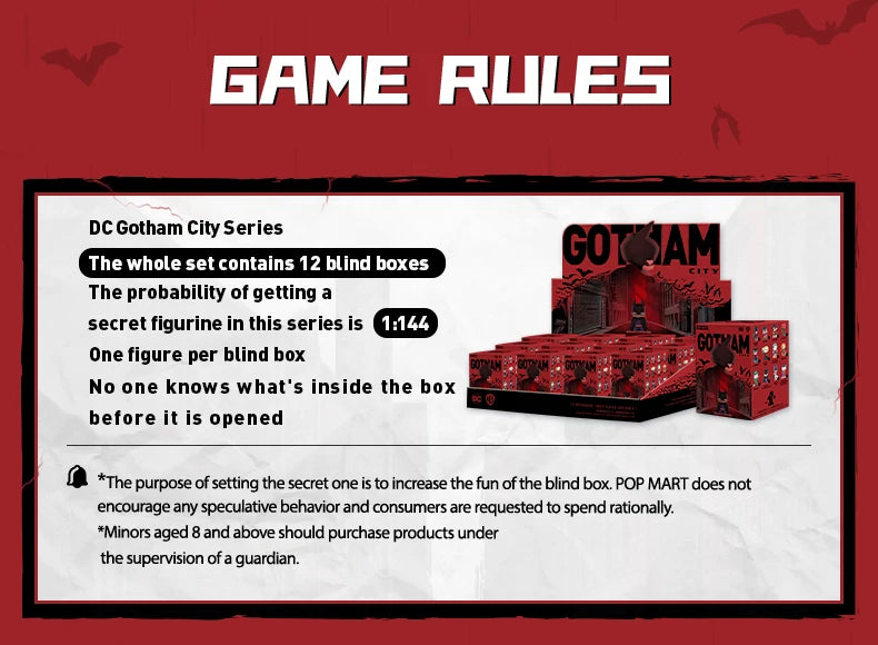 POP MART DC Gotham City Series Mystery Box 1PC/12PCS Blind Box POPMART Action Figure BATMAN HARLY QUINN JOKER JUSTICE LEAGUE