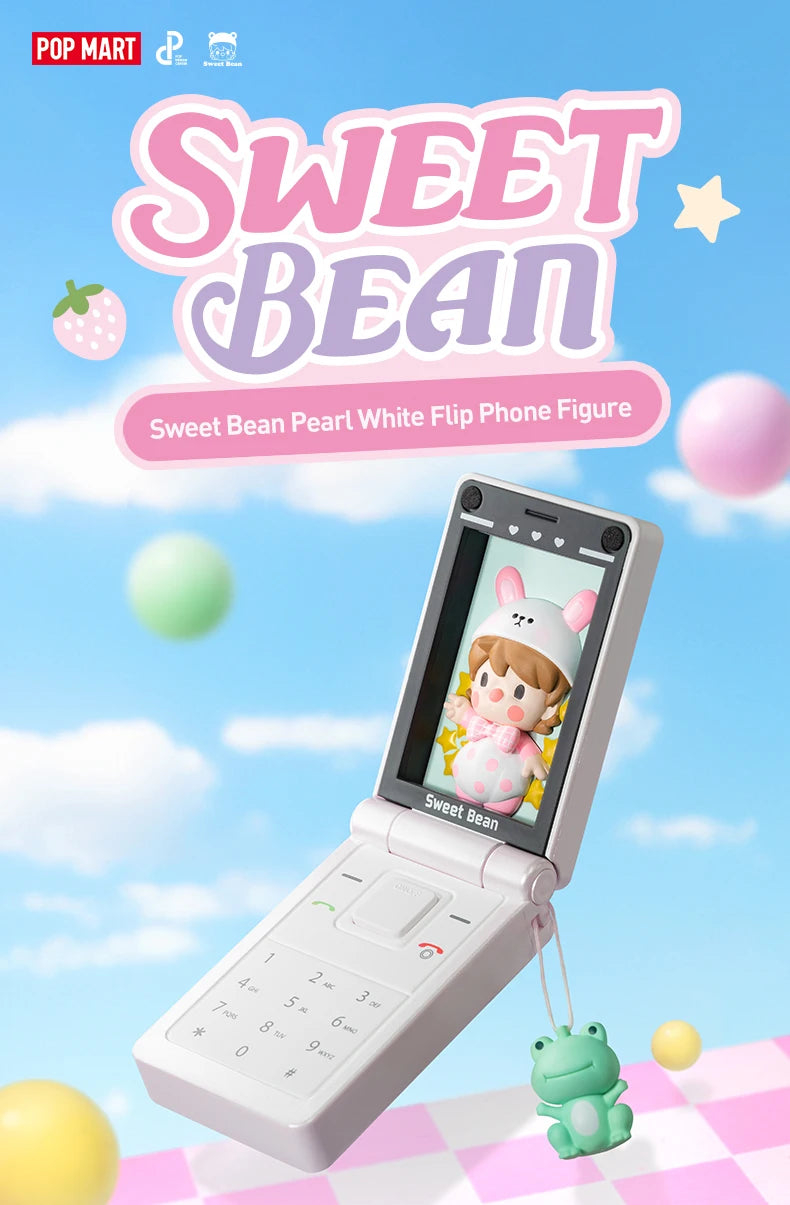 POP MART Sweet Bean Pearl White Flip Phone 100% Figure Cute Toy Action Figurine