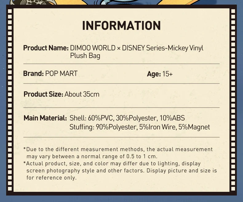 POP MART DIMOO WORLD × DISNEY Series-Mickey Vinyl Plush Bag