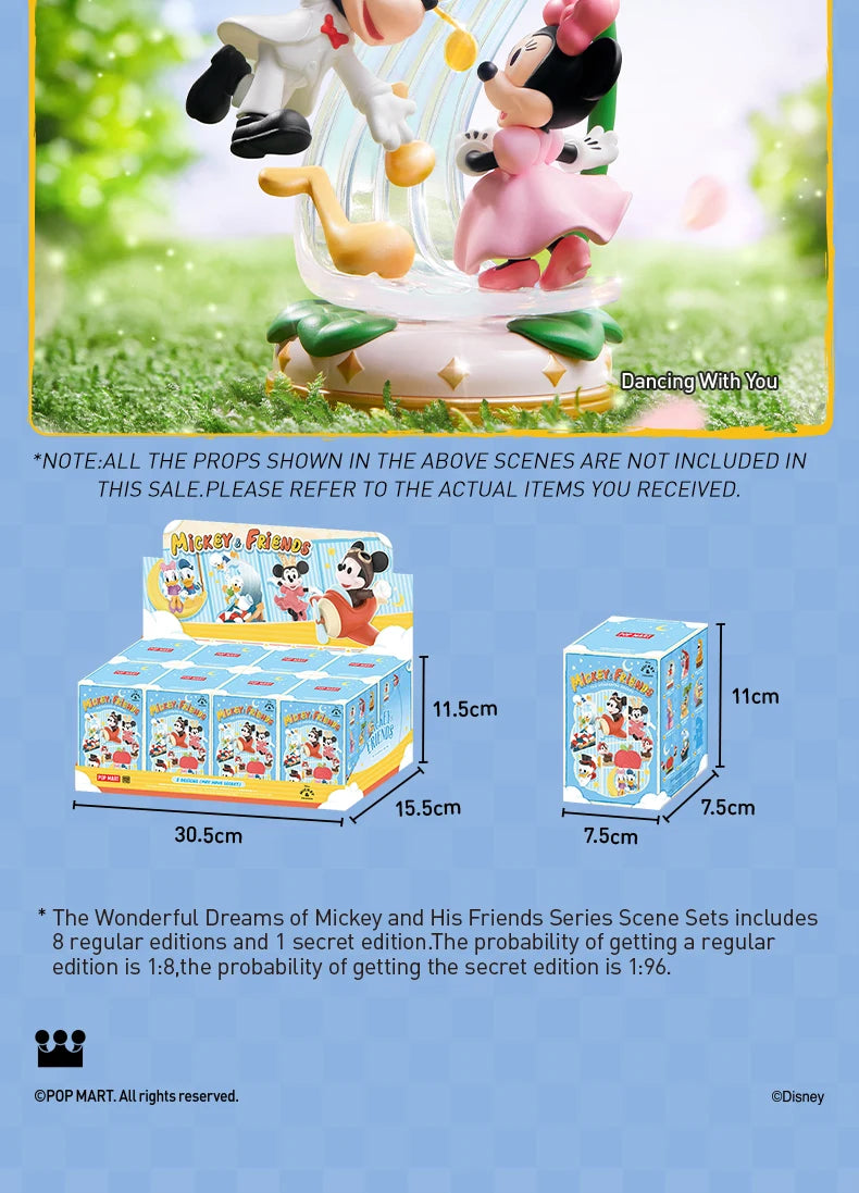 POP MART The Wonderful Dreams of Mickey and His Friends Series Scene Mystery Box 1PC/8PCS POPMART Blind Box Disney Action Figure