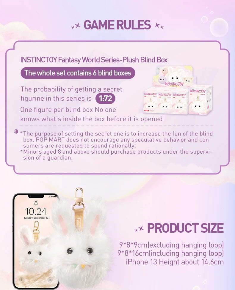 POP MART INSTINCTOY Fantasy World Series - Plush Blind Box 1PC/6PCS Mystery Box
