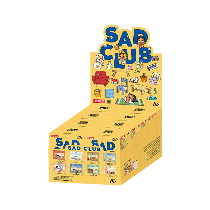 POP MART CRYBABY Sad Club Series Scene Sets by Molly 1PC/8PCS POPMART Blind Box Anime Action Figure Cute Figurine Cry Baby
