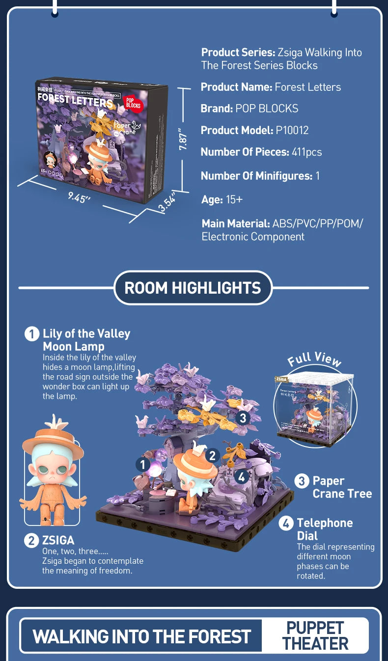 POP MART Zsiga Walking Into The Forest Series Block Figures POPMART Block Limited to 2Pcs per Order