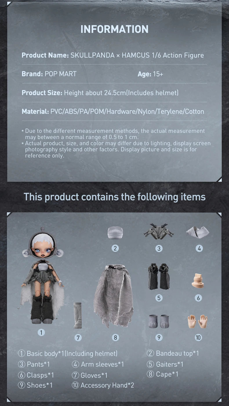 POP MART SKULLPANDA × HAMCUS 1/6 Action Figure Collectible Figure Limited to 1Pc per Order
