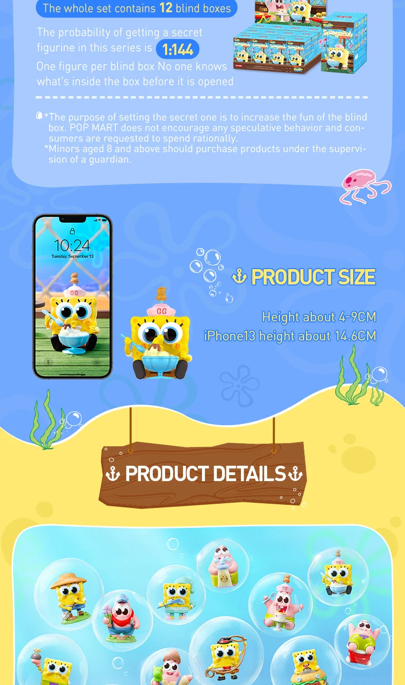 POP MART SpongeBob Best Friends Series Figures 1PC/12PCS Blind Box POPMART
