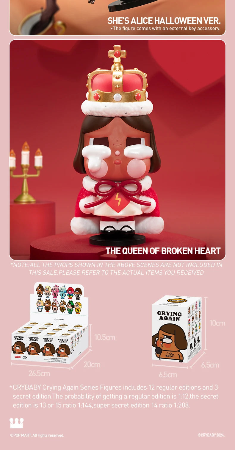 POP MART CRYBABY Crying Again Series Figures Mystery Box 1PC/12PCS POPMART Blind Box Figure