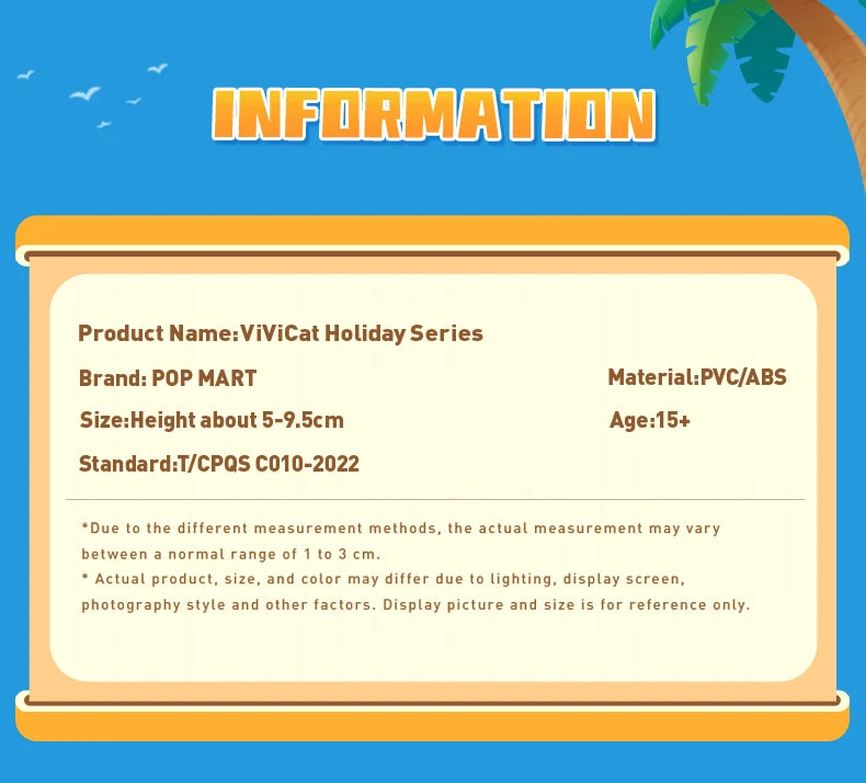 POP MART ViViCat Holiday Series Mystery Box 1PC/9PCS Blind Box POPMART Action Figurine Cute Cat Kids Toy