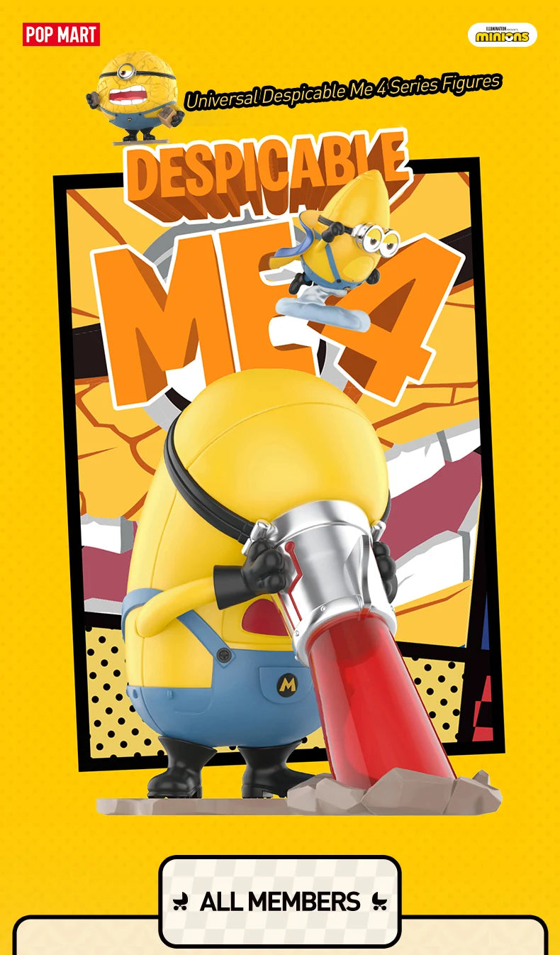 POP MART Universal Despicable Me 4 Series Mystery Box 1PC/12PCS POPMART Minions Blind Box Action Figure Cute Toy Birthday Gift