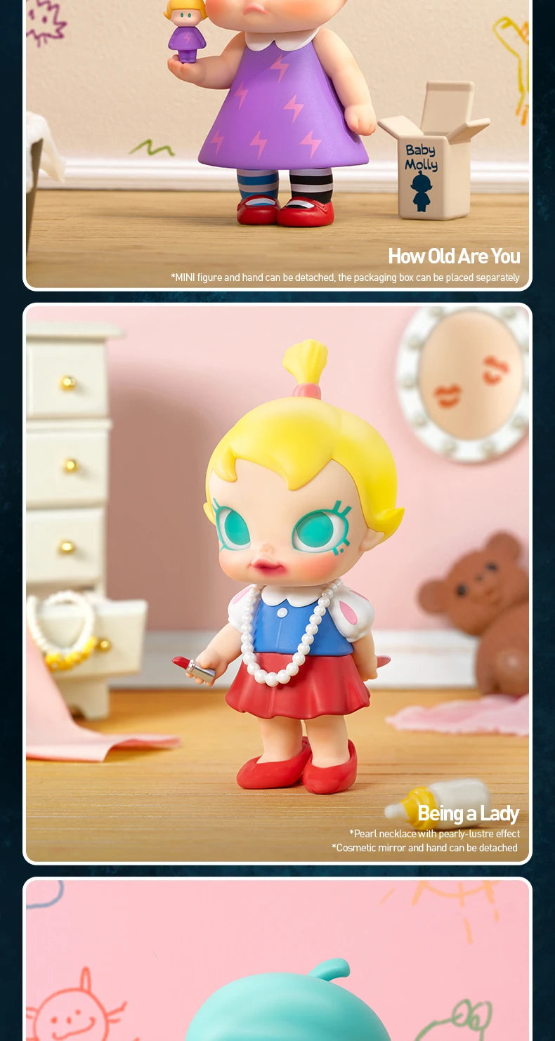 POP MART Baby Molly When I was Three! Series Mystery Box by Kenny Wong 1PC/12PCS POPMART Blind Box Action Figure Cute Toy