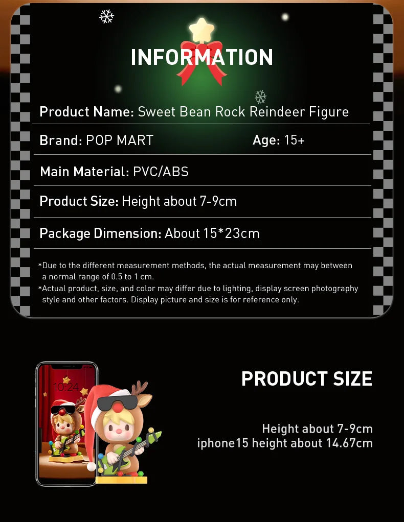 POP MART Sweet Bean Rock Reindeer Figure 100% Figurine Cute Toy Action Figure