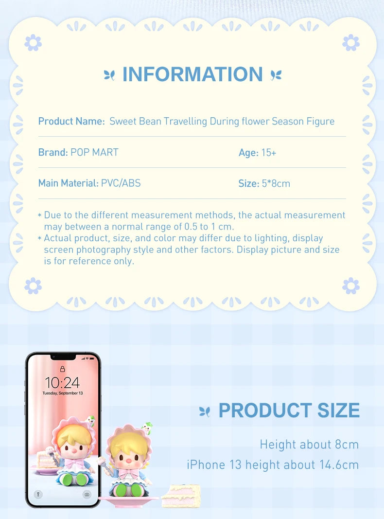 POP MART Sweet Bean Travelling During Flower Season 100% Figure Cute Toy