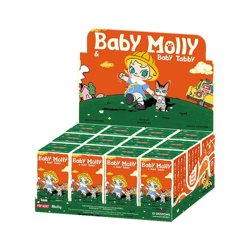 POP MART Baby Molly & Baby Tabby Series Figures 1PC/12PCS POPMART Blind Box Figure