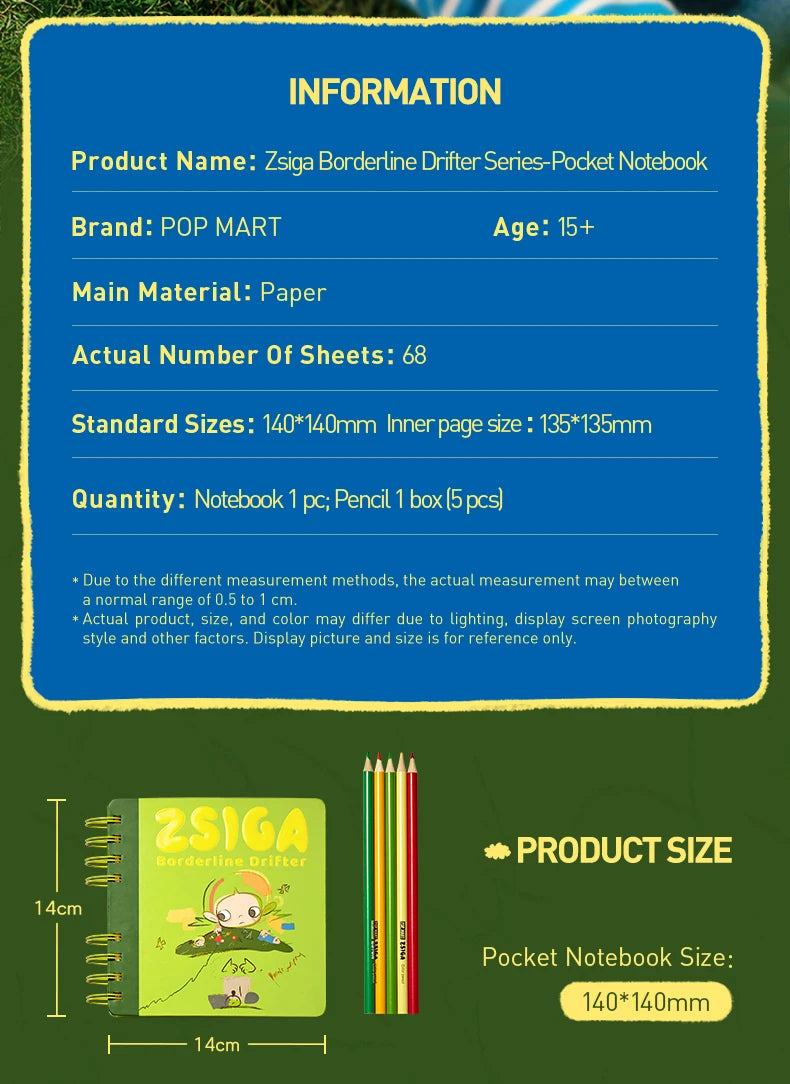 POP MART Zsiga Borderline Drifter Series-Pocket Notebook