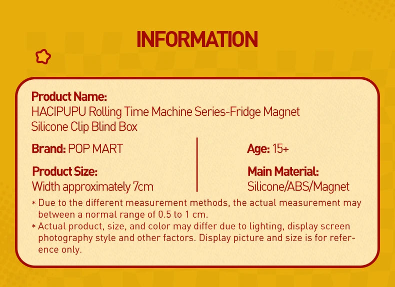 POP MART HACIPUPU Rolling Time Machine Series-Fridge Magnet Silicone Clip Blind Box 1PC/9PCS POPMART Mystery Box