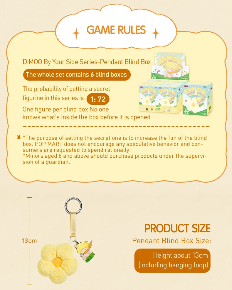 POP MART DIMOO By Your Side Series - Pendant Blind Box 1PC/6PCS POPMART Mystery Box