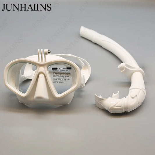 Low Volume Diving Mask J-type Wet Go-pro MountTempered Glass Freedive Mask Diving Mask Snorkel Set with Camera Mount Black 프리다이빙