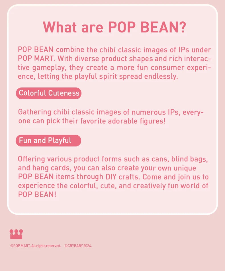 POP MART POP BEAN CRYBABY MINI FIGURE - Rainbow Set / Gradient Color Set
