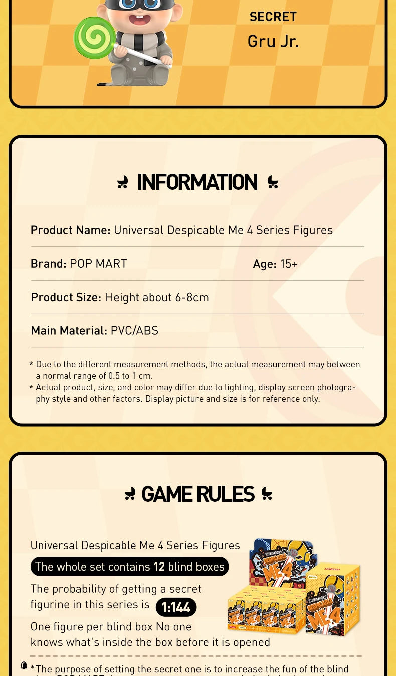POP MART Universal Despicable Me 4 Series Mystery Box 1PC/12PCS POPMART Minions Blind Box Action Figure Cute Toy Birthday Gift