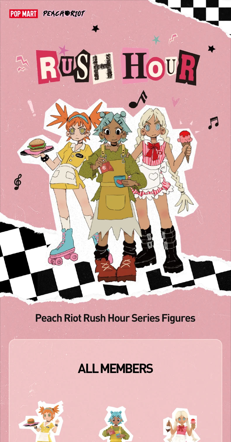POP MART Peach Riot Rush Hour Series Figures Blind Box 1PC/12PCS Mystery Box