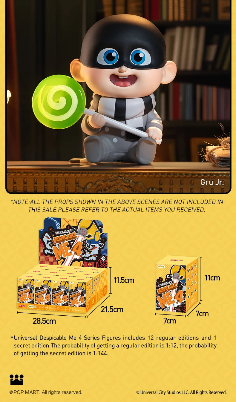 POP MART Universal Despicable Me 4 Series Mystery Box 1PC/12PCS POPMART Minions Blind Box Action Figure Cute Toy Birthday Gift