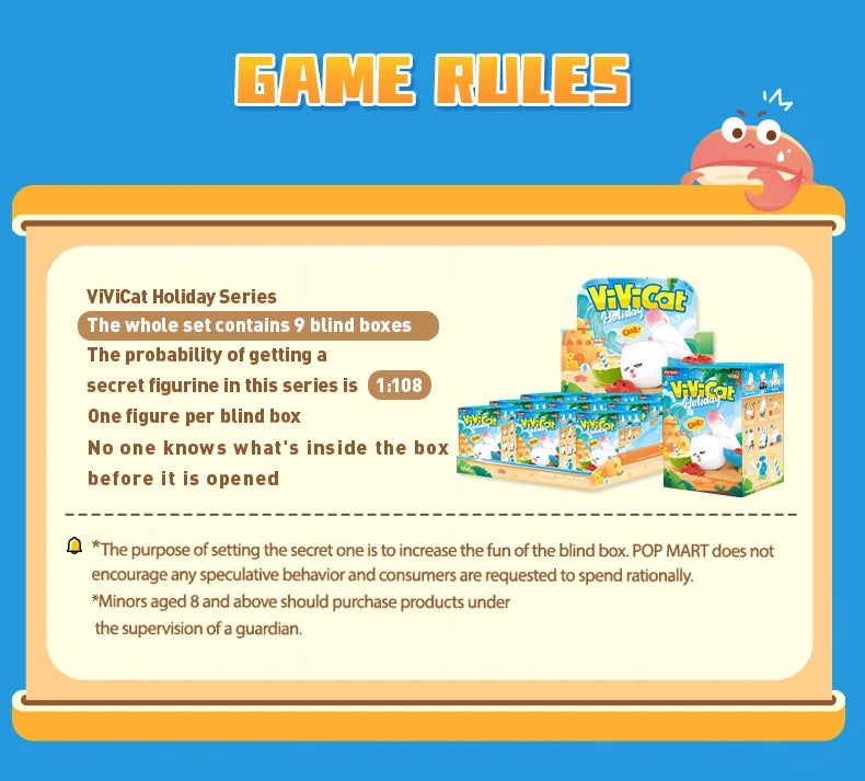 POP MART ViViCat Holiday Series Mystery Box 1PC/9PCS Blind Box POPMART Action Figurine Cute Cat Kids Toy