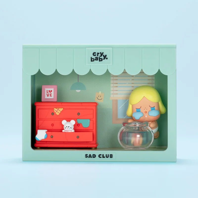POP MART CRYBABY Sad Club Series Scene Sets by Molly 1PC/8PCS POPMART Blind Box Anime Action Figure Cute Figurine Cry Baby