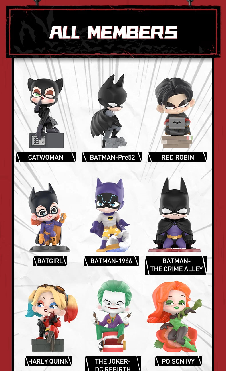 POP MART DC Gotham City Series Mystery Box 1PC/12PCS Blind Box POPMART Action Figure BATMAN HARLY QUINN JOKER JUSTICE LEAGUE