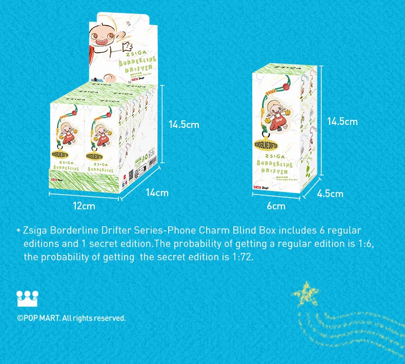 POP MART Zsiga Borderline Drifter Series-Phone Charm Blind Box Mystery Box 1PC/6PCS Blind Box