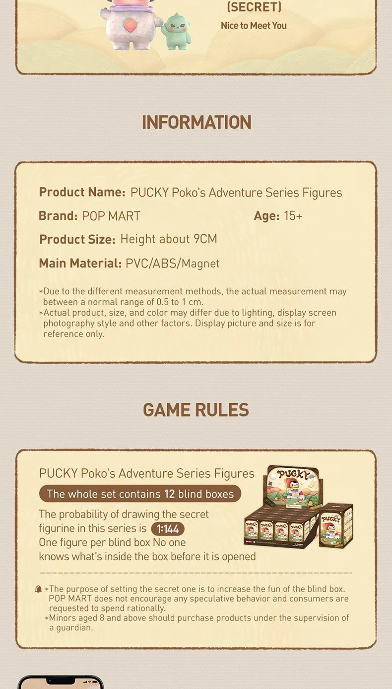POP MART PUCKY Poko's Adventure Series Figures 1PC/12PCS Blind Box POPMART