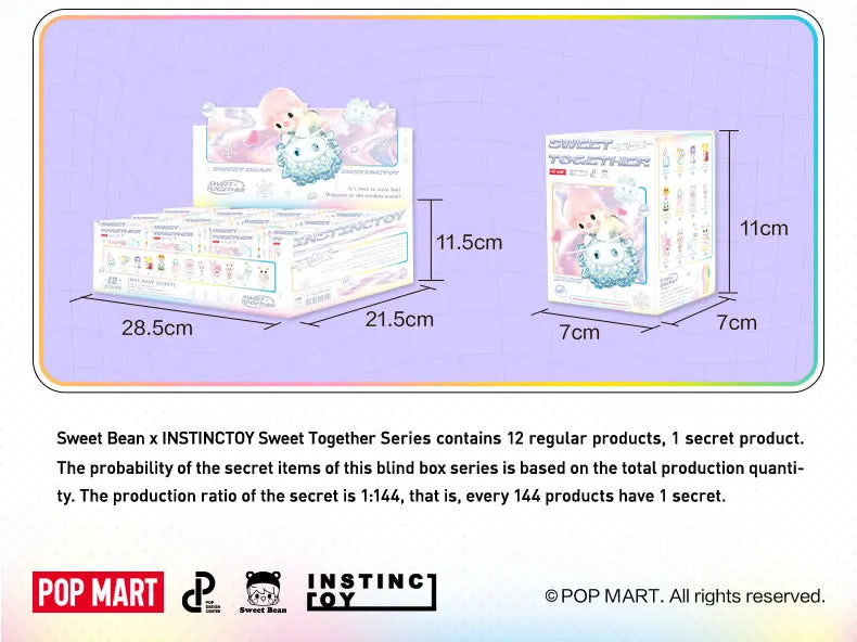 POP MART Sweet Bean x INSTINCTOY Sweet Together Series Mystery Box 1PC/12PCS Blind Box Action Figure Cute Toy