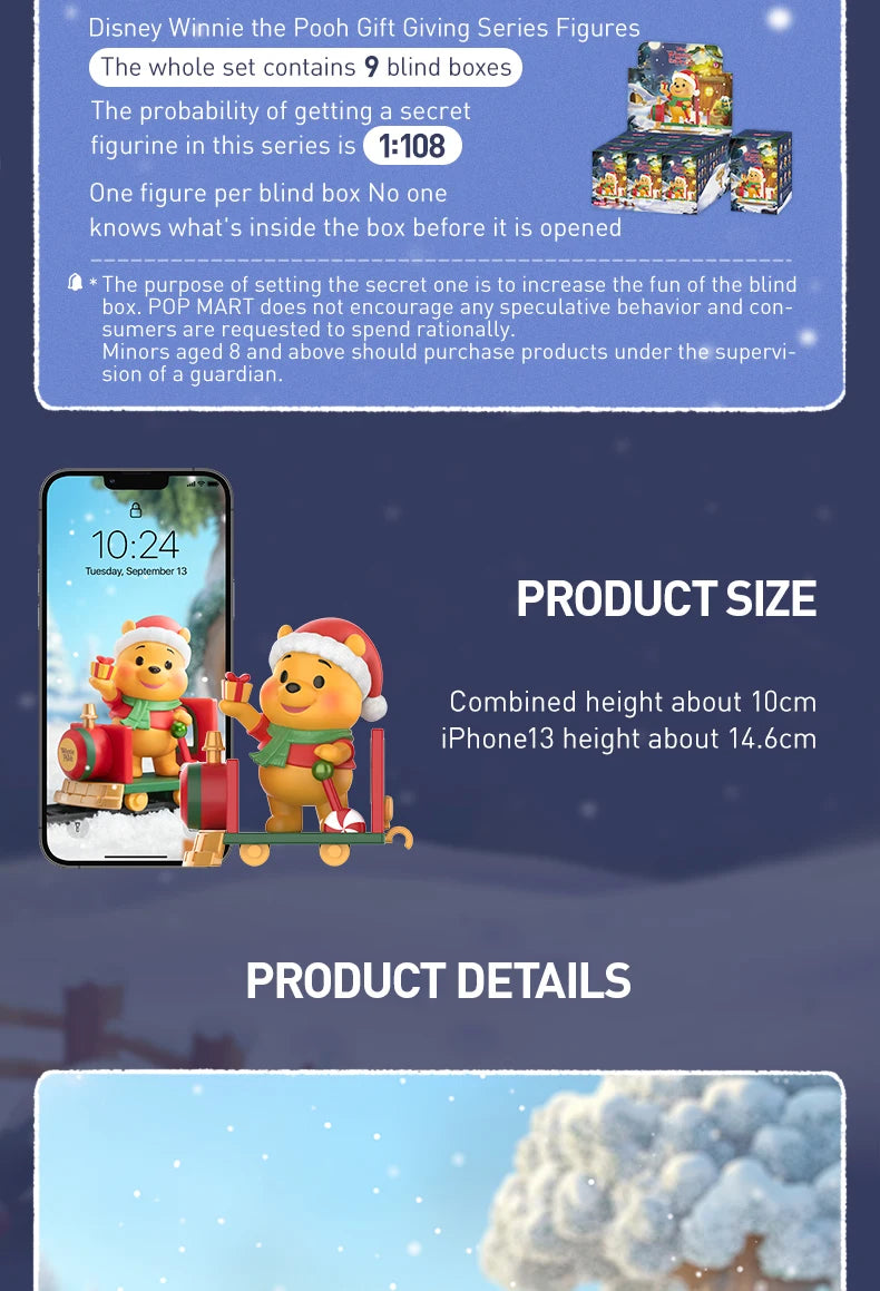 POP MART Disney Winnie the Pooh Gift Giving Series Figures Mystery Box 1PC/9PCS POPMART Blind Box
