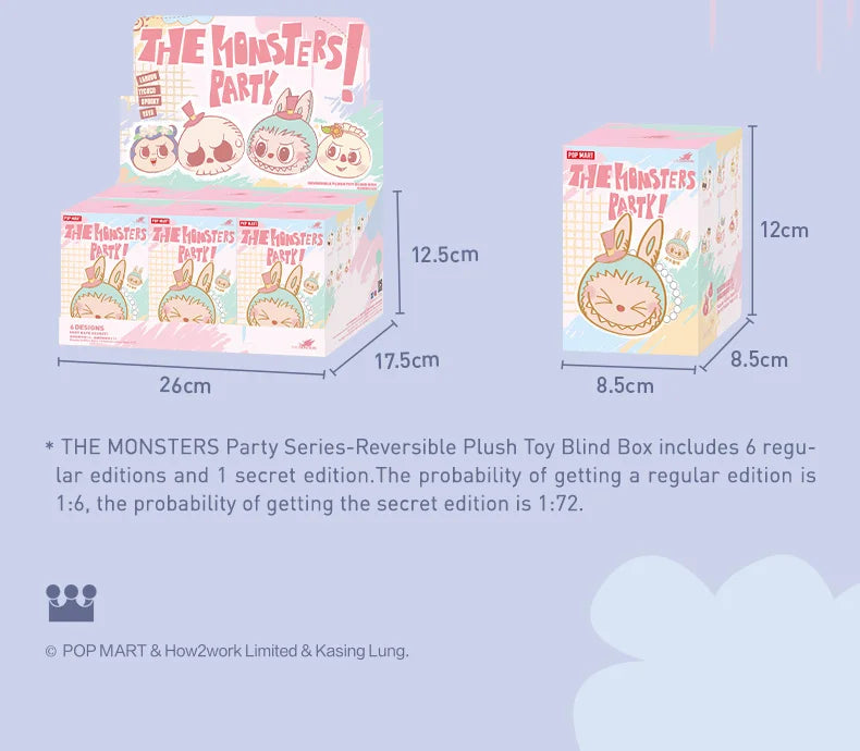 POP MART THE MONSTERS Party Series - Reversible Plush Mystery Box 1PC/6PCS POPMART Blind Box Limited to 2pcs/sets per order