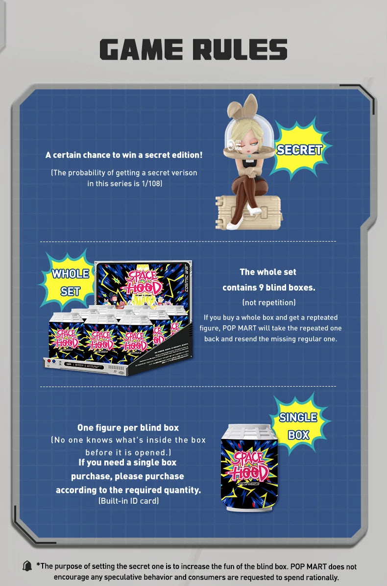POP MART COOLABO SPACEHOOD SERIES Mystery Box 1PC/9PC Blind Box Action Figure Birthday Gift Kid Toy