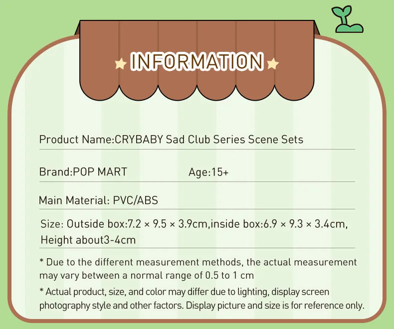 POP MART CRYBABY Sad Club Series Scene Sets by Molly 1PC/8PCS POPMART Blind Box Anime Action Figure Cute Figurine Cry Baby