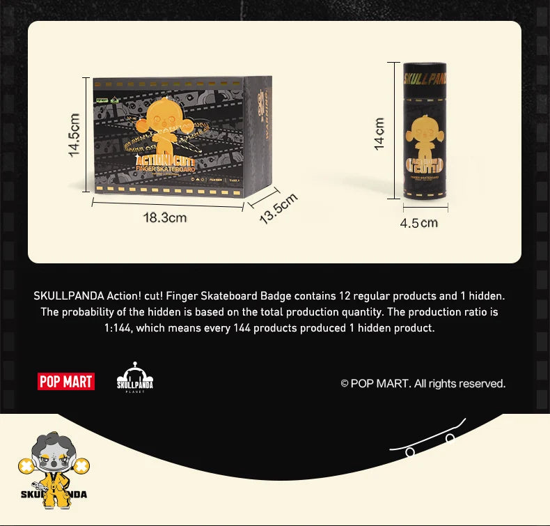 POP MART Skullpanda Action Cut Series Finger Skateboard Mystery Box 1PC/12PCS Blind box Collectible Cute Gift