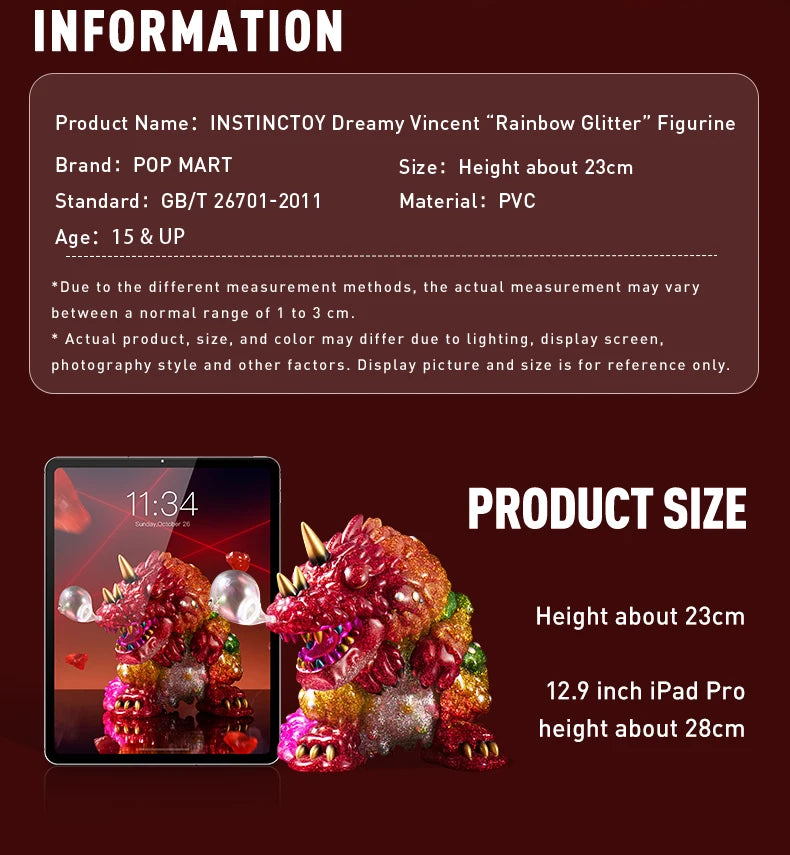 POP MART INSTINCTOY Dreamy Vincent "Rainbow Glitter" Cute Kawaii Vinyle Toy For Collection