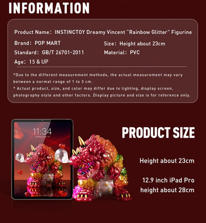 POP MART INSTINCTOY Dreamy Vincent "Rainbow Glitter" Cute Kawaii Vinyle Toy For Collection