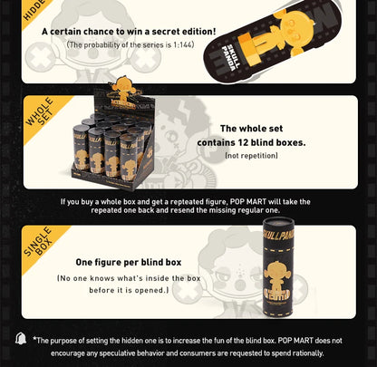 POP MART Skullpanda Action Cut Series Finger Skateboard Mystery Box 1PC/12PCS Blind box Collectible Cute Gift