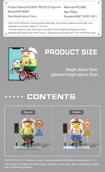 POP MART DUCKOO TRICYCLE Figure Collectible Cute Action Kawaii Gift Kid  Plastic Toys Figure Free Shipping
