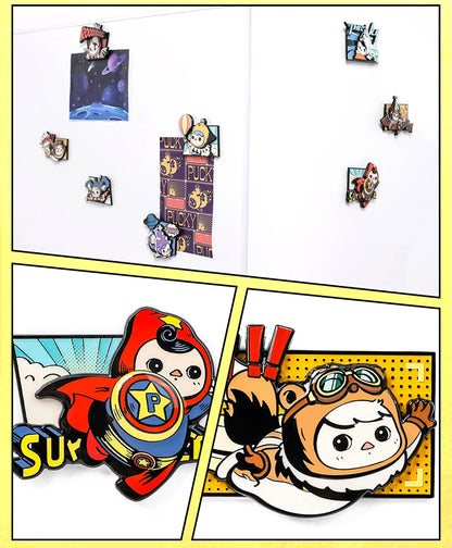 POP MART Pucky Flying Babies Series Badge Collectible Cute Action Kawaii animal toy figures free shipping