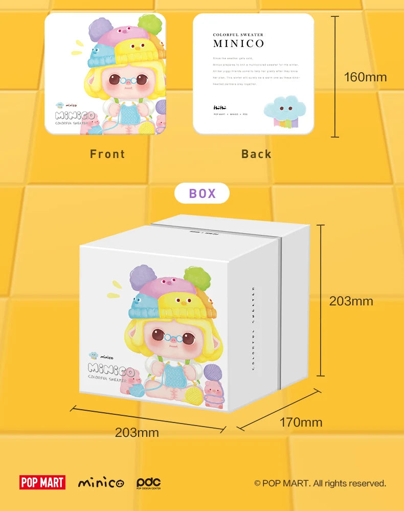 POP MART Minico Colorful Sweater 15cm For Collection Doll Collectible Cute Action Kawaii Animal Toy Figures Free Shipping