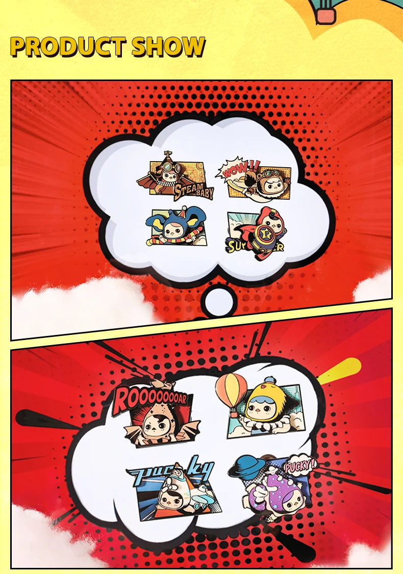POP MART Pucky Flying Babies Series Badge Collectible Cute Action Kawaii animal toy figures free shipping