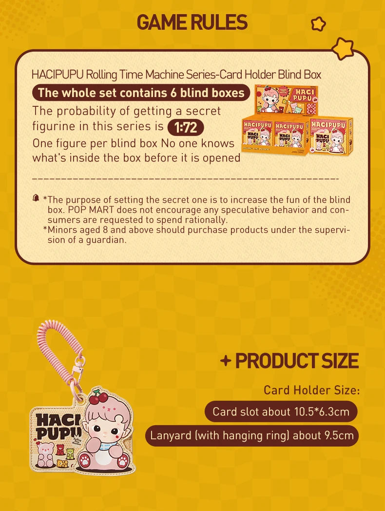 POP MART HACIPUPU-Rolling Time Machine Series-Card Holder Blind Box Mystery Box 1PC/6PCS Blind Box