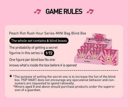 POP MART Peach Riot Rush Hour Series -Mini Bag Blind Box Mystery Box 1PC/6PCS POP MART Blind Box Action Figure Cute Toy